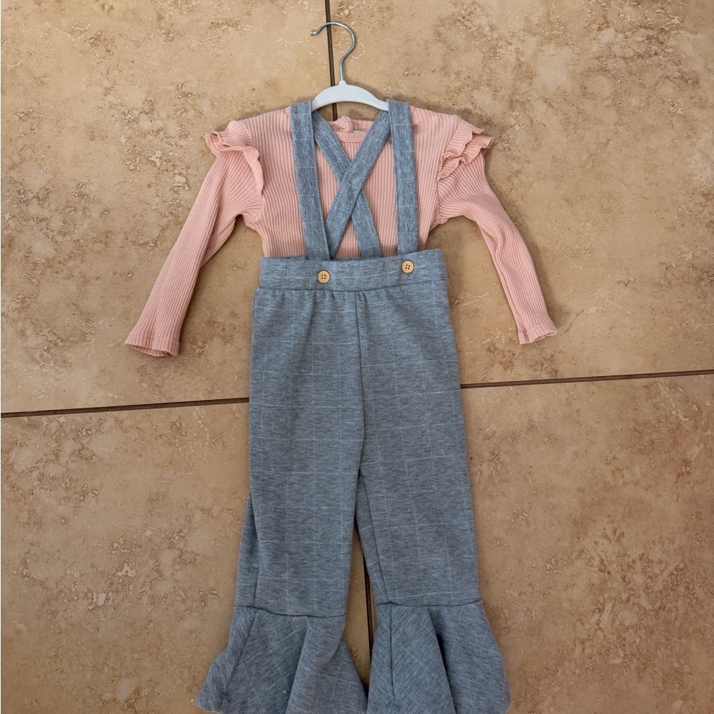 Rachel Zoe Pink and Gray Kids Overalls